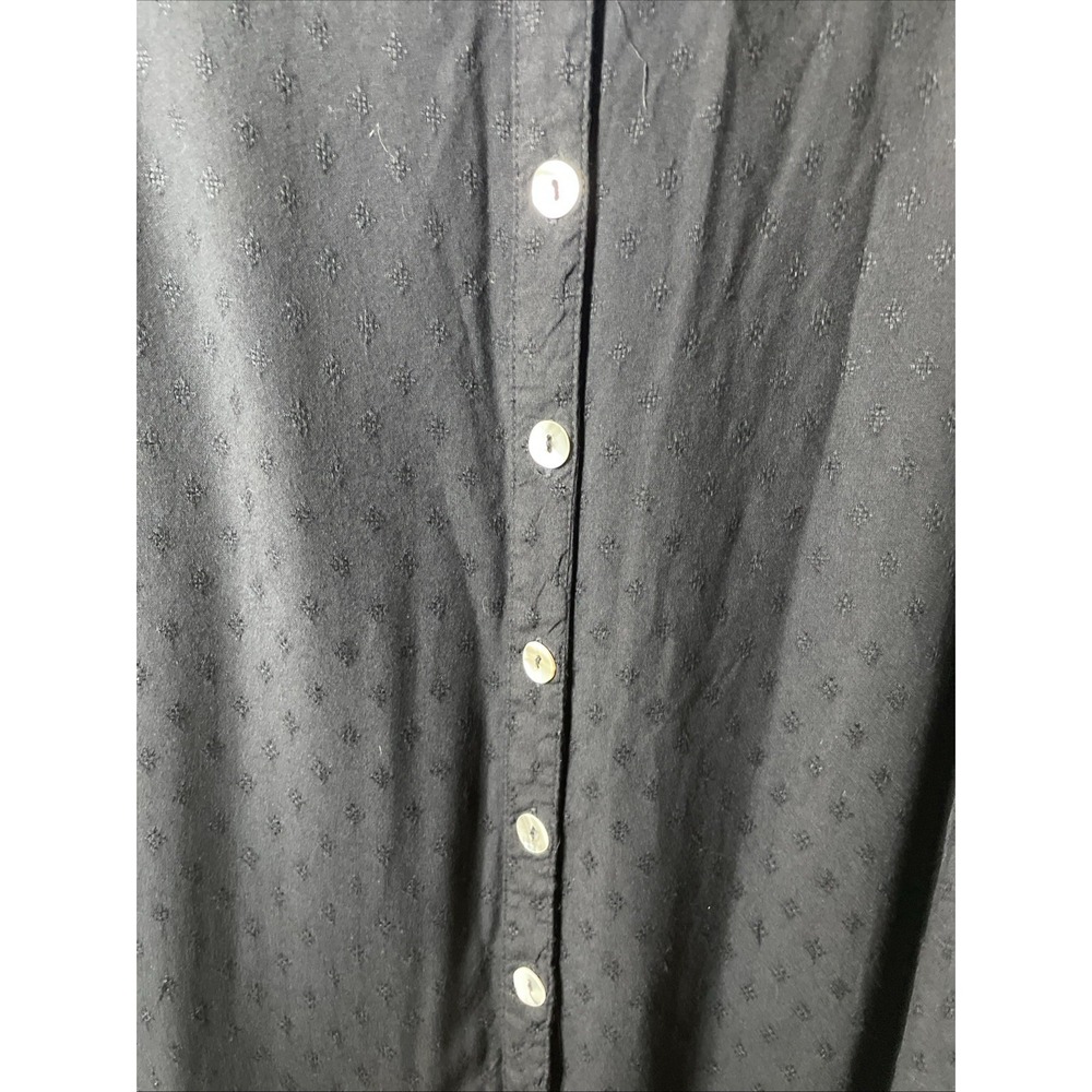 Blue Island Black Textured Button Front Shirt Dress Beach Pool Cover Up Large - Picture 3 of 10